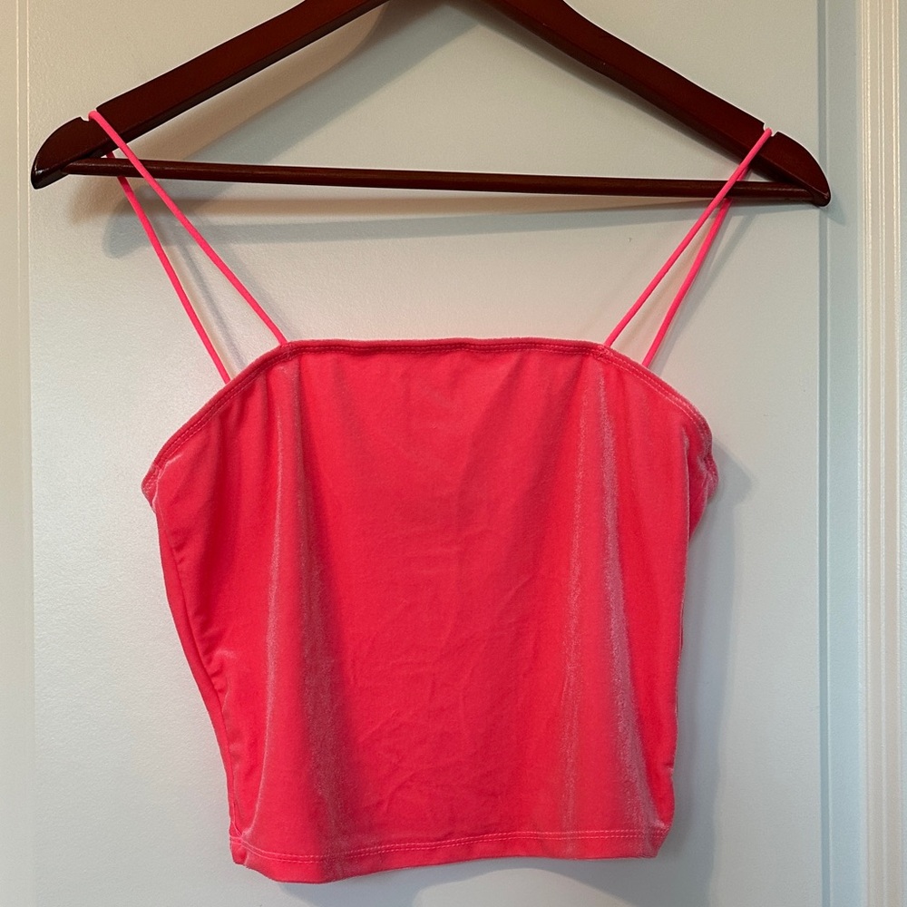 Women's Pink Velvet Spaghetti Strap Top